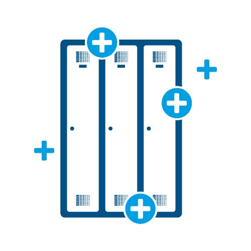 Wählen Sie die Zusatzausstattung für Ihre neuen Spinde sowie Zubehör